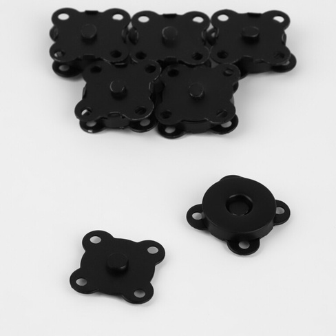 Кнопки магнитные, пришивные, d = 14 мм, 6 шт, цвет черный матовый Арт Узор