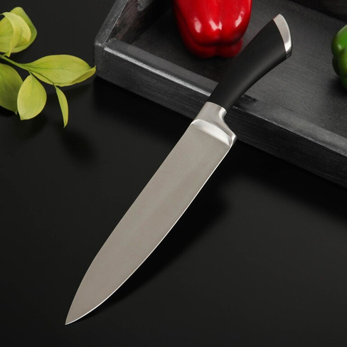 Нож кухонный доляна venus, длина лезвия 20 см, цвет черный Доляна