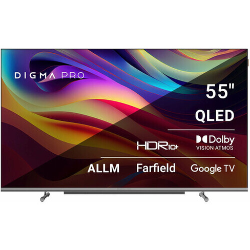 Телевизор QLED Digma Pro 55" QLED 55L Android TV Frameless черный/серебристый 4K Ultra HD 120Hz HSR DVB-T DVB-T2 DVB-C D