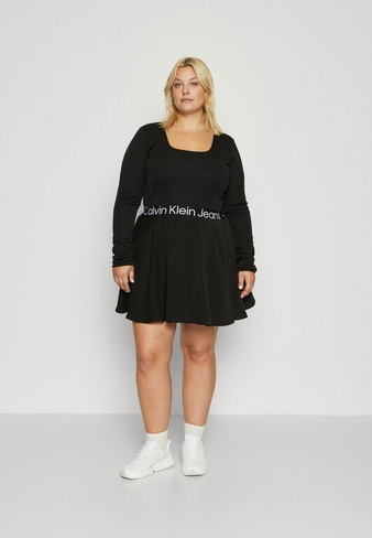 Летнее платье PLUS LOGO ELASTIC DRESS Calvin Klein, черный