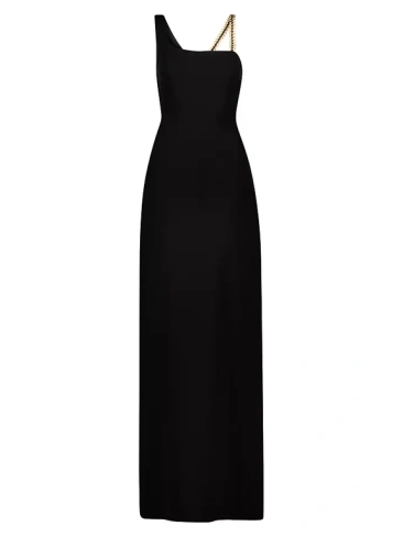 Платье-футляр макси с цепочкой на бретельках Bcbgmaxazria, черный