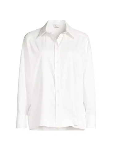 Рубашка свободного кроя из поплина на пуговицах Max Mara Leisure, белый