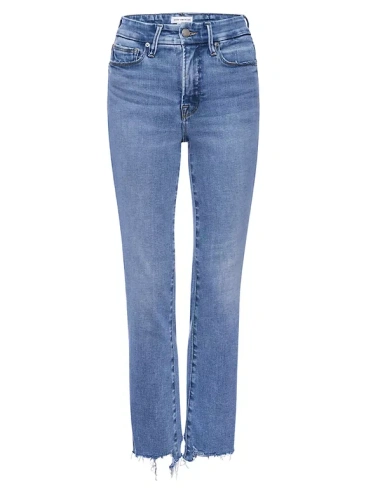 Эластичные прямые джинсы до щиколотки с высокой посадкой Good Legs Good American, индиго