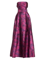 Платье из микадо с цветочным принтом Brielle без бретелек Sachin & Babi, цвет magenta bloom