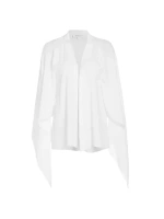 Шелковая блузка с запахом и расклешенными рукавами Michael Kors Collection, белый