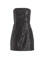 Мини-платье без бретелек из хлопкового твила с пайетками Rotate Birger Christensen, черный
