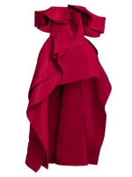 Платье с высоким и низким вырезом и оборками Alexander Mcqueen, красный