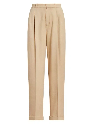 Широкие шерстяные брюки с узором «елочка» Polo Ralph Lauren, цвет taupe herringbone