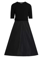 Платье миди из смешанной техники Archivio Classico Moncler, черный