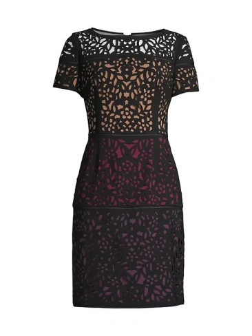 Кружевное платье с эффектом омбре, вырезанное лазером Shani, цвет black berry