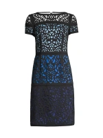 Кружевное платье с эффектом омбре, вырезанное лазером Shani, синий