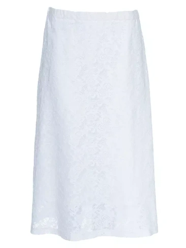 Кружевная юбка-трапеция с прозрачным подолом на частичной подкладке Wilt, белый
