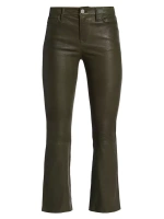 Кожаные мини-брюки Le Crop Frame, цвет surplus