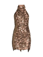 Мини-платье Olivia с пайетками и листьями Milly, цвет gold sequins