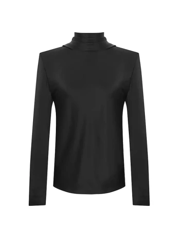 Блузка с капюшоном из шелкового атласа Saint Laurent, черный