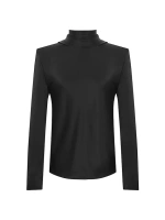 Блузка с капюшоном из шелкового атласа Saint Laurent, черный