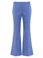 Укороченные расклешенные джинсы из эластичного денима Sofia Callas Milano, цвет pale blue