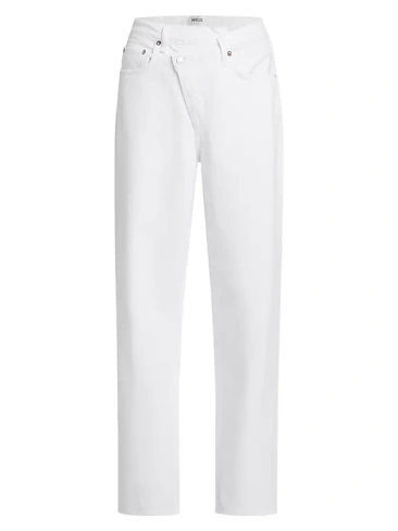 Широкие джинсы с перекрещенными краями Agolde, белый