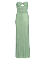 Платье из сетки и вырезов без бретелек со стразами Self-Portrait, зеленый