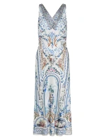 Шелковое платье макси с цветочным принтом Camilla, цвет season of the siren
