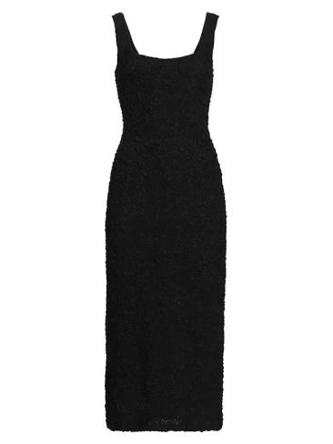 Текстурированное платье миди без рукавов Sloan Mara Hoffman, черный