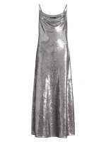 Платье миди Hadley с пайетками и воротником-хомутом Allsaints, серый