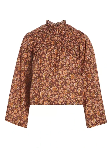 Блузка из хлопковой вуали с цветочным принтом Astilbe D Ô E N, цвет mulberry vine floral