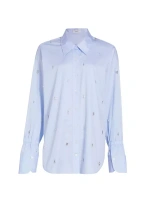 Хлопковая рубашка Monica High-Low с кристаллами A.L.C., цвет sky blue