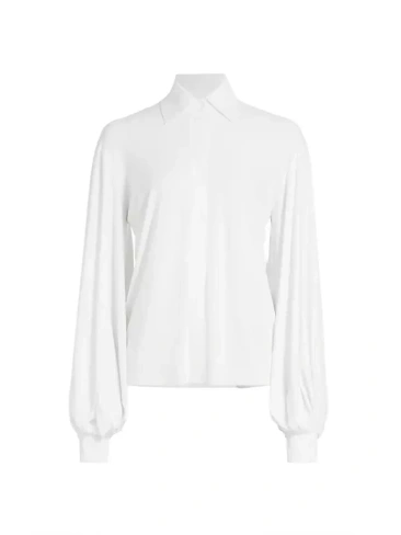 Рубашка с блузоном и рукавами, эластичная в четырех направлениях Norma Kamali, белый
