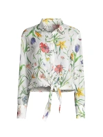 Льняная блузка с цветочным принтом и завязками 120% Lino, цвет provence