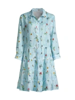 Льняное мини-платье в полоску с цветочным принтом 120% Lino, цвет botanical stripe