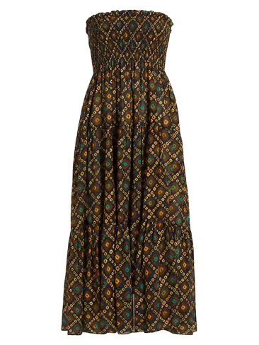 Платье-миди из хлопковой смеси с принтом Lucca Ulla Johnson, цвет bronzite