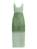 Платье миди из сетки Hotfix с кристаллами Stella Mccartney, цвет fern