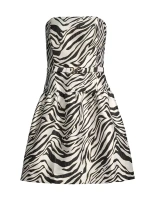Жаккардовое мини-платье Akela без бретелек с зеброй Lilly Pulitzer, цвет black zebra