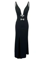 Платье-русалка из крепа Viola с бантом Dress The Population, черный
