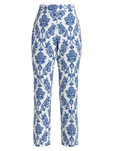 Фарфоровые брюки-сливи с узором пейсли Elie Tahari, цвет porcelain paisley