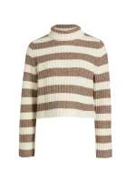 Полосатый свитер из шерсти и кашемира Theory, цвет ivory light melange brown