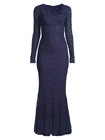 Кружевное платье миди Adoni Bardot, темно-синий