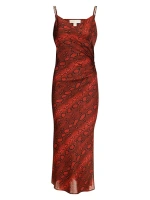Платье миди со змеиной отделкой Michael Michael Kors, малиновый