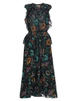 Шелковое платье миди с цветочным принтом Adrienne Ulla Johnson, черный