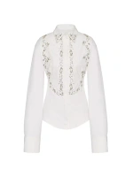 Рубашка из компактного поплина с вышивкой Valentino Garavani, цвет white silver