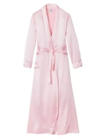 Шелковый длинный халат Petite Plume, розовый