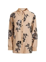 Рубашка на пуговицах с пайетками и цветочным принтом Santorelli, серо-коричневый