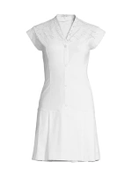 Мини-платье с кружевной кокеткой и короткими рукавами L'Etoile Sport, белый
