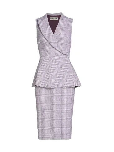 Платье Dominetta с баской в клетку Chiara Boni La Petite Robe, цвет plum glen plaid