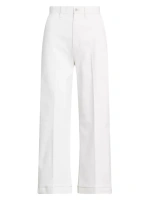 Укороченные широкие брюки из эластичного хлопка Polo Ralph Lauren, белый