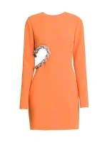 Плетеное мини-платье с вырезами из кристаллов Stella Mccartney, цвет bright orange
