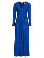 Платье миди со сборками и V-образным вырезом Farm Rio, цвет bright blue