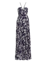 Шифоновое платье макси Eloise со складками Ml Monique Lhuillier, цвет indigo botanical