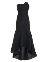 Жаккардовое платье Lana с цветочным принтом и высоким вырезом Theia, черный